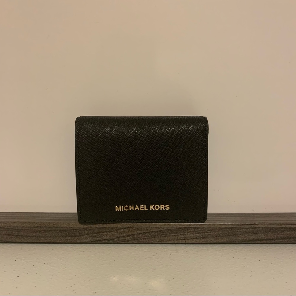 Michael Kors Black Leather Flap Card Holder NWT